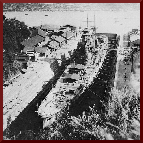 IJN heavy cuiser HAGURO 1928 under construction at MITSUBISHI Nagasaki dry dock