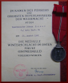 Medaille Winterschlacht im Osten mit Verleihungsurkunde