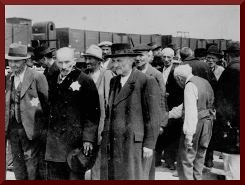 Russian Jews await selection in Auschwitz