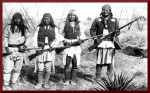 Apache chief Geronimo (right) and his warriors in 1886