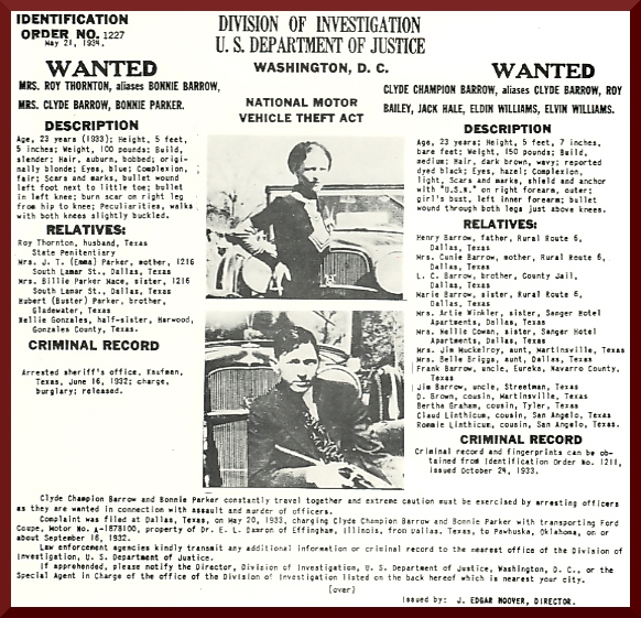 Bonnie and Clyde DOJ ID Order No. 1227