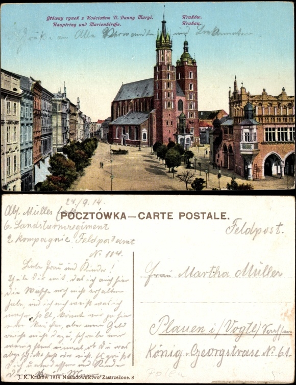 Postkarte Krakau 1914 Quellennacheis
