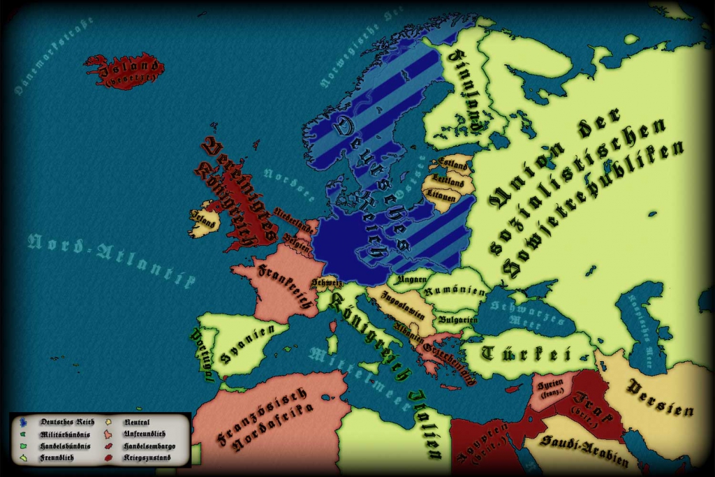 Diplomatische Beziehungen zum Deutschen Reich (Detailansicht Europa / Nordafrika)