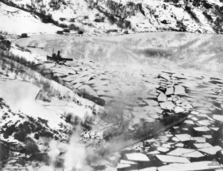 German destroyer Z33 in Forde Fjord 9 Feb 1945