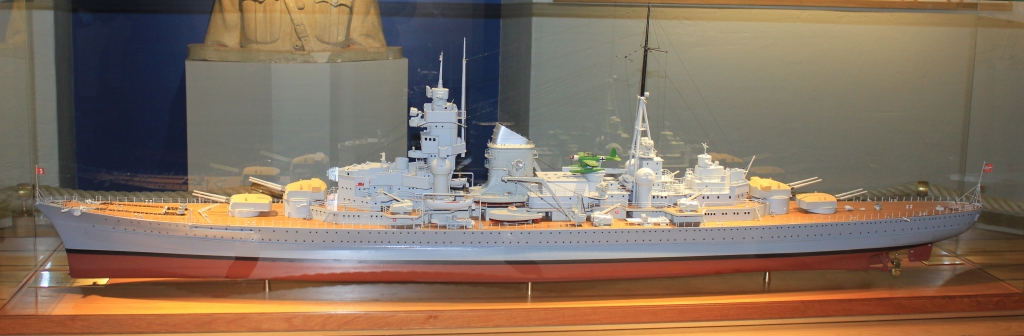 Model of Blücher at the museum of Oscarsborg Fortress in the Oslo Fjord